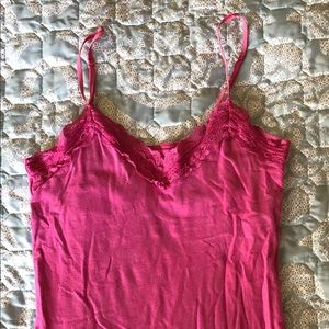 Strappy layering cami tank with lace edges